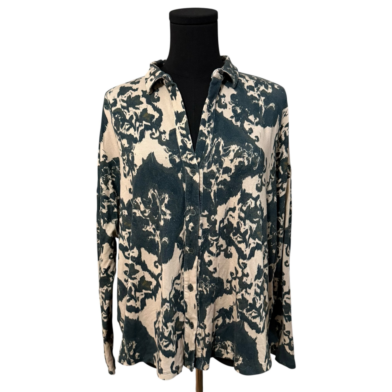 Majestic Filatures Shirt Blouse Button Up Patterned French Touch Teal 1 / Xs
